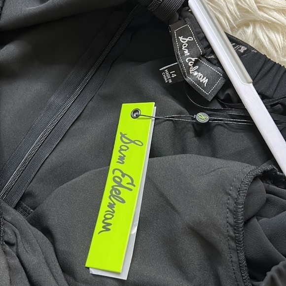 SAM EDELMAN Black dark ditsy floral rouched midi dress women’s 14 plus new w/tag - Picture 5 of 7